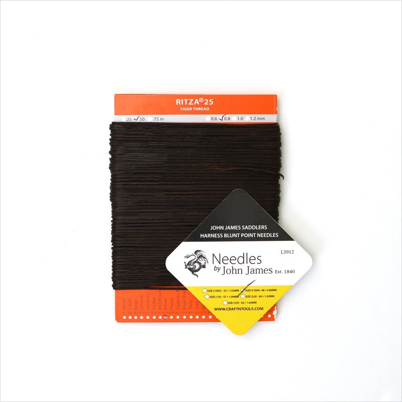 Ritza 25 Tiger Thread Brown 0.8mm RITZA 25 Tiger Thread for Leather Craft | Waxed Polyester Saddlers Thread - Image 3